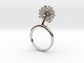 Ring with one small flower of the Garlic in Rhodium Plated Brass: 7.25 / 54.625