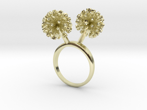 Ring with two small flowers of the Garlic L in 14k Gold Plated Brass: 7.25 / 54.625