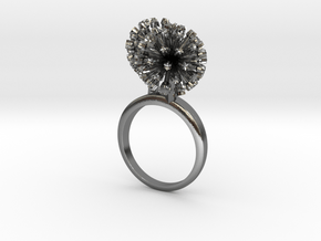 Ring with two small flowers of the Garlic R in Polished Silver: 5.75 / 50.875