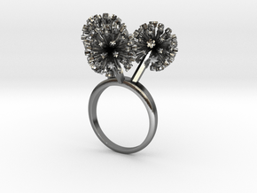 Ring with three small flowers of the Garlic in Polished Silver: 7.25 / 54.625