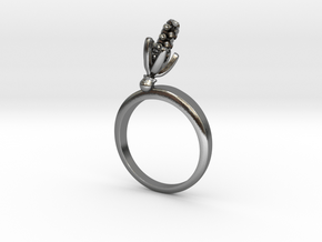 Ring with one small flower of the Hyacinth in Polished Silver: 5.75 / 50.875