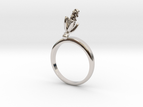 Ring with one small flower of the Hyacinth in Rhodium Plated Brass: 7.25 / 54.625