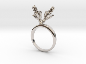 Ring with two small flowers of the Hyacinth L in Rhodium Plated Brass: 5.75 / 50.875