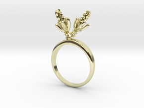 Ring with two small flowers of the Hyacinth L in 14k Gold Plated Brass: 7.75 / 55.875