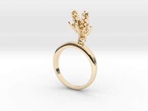 Ring with two small flowers of the Hyacinth R in 14k Gold Plated Brass: 5.75 / 50.875