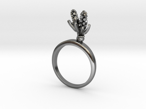 Ring with two small flowers of the Hyacinth R in Polished Silver: 7.25 / 54.625