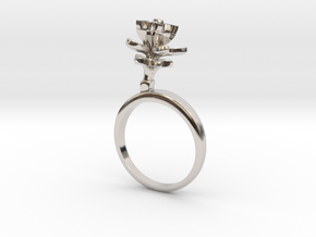 Ring with one small flower of the Lemon in Rhodium Plated Brass: 7.25 / 54.625