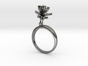 Ring with one small flower of the Lemon in Polished Silver: 7.25 / 54.625