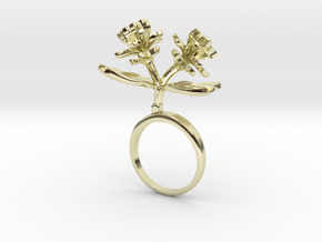Ring with two small flowers of the Lemon in 14k Gold Plated Brass: 7.25 / 54.625