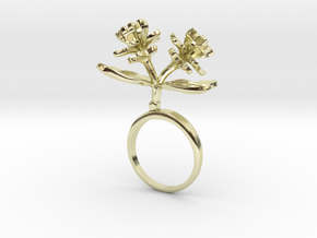 Ring with two small flowers of the Lemon in 14k Gold Plated Brass: 7.75 / 55.875