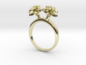 Ring with two small flowers of the Lotus in 14k Gold Plated Brass: 7.75 / 55.875