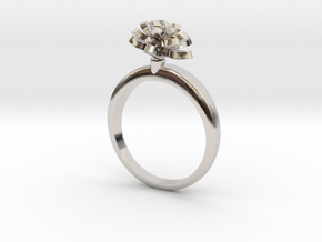 Ring with one small flower of the Lotus in Rhodium Plated Brass: 5.75 / 50.875