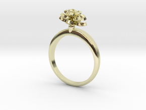 Ring with one small flower of the Lotus in 14k Gold Plated Brass: 7.25 / 54.625