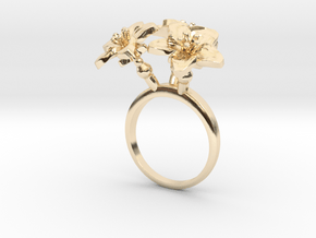 Ring with three small flowers of the Melon in 14k Gold Plated Brass: 7.25 / 54.625