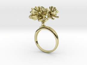 Ring with three small flowers of the Peach in 18k Gold Plated Brass: 7.25 / 54.625