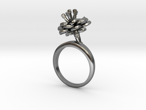 Ring with one small flower of the Peach Inv in Polished Silver: 5.75 / 50.875