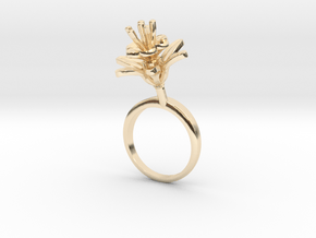 Ring with one small flower of the Pomegranate in 14k Gold Plated Brass: 5.75 / 50.875