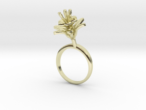 Ring with one small flower of the Pomegranate in 14k Gold Plated Brass: 7.25 / 54.625