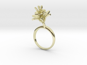 Ring with one small flower of the Pomegranate in 14k Gold Plated Brass: 7.75 / 55.875