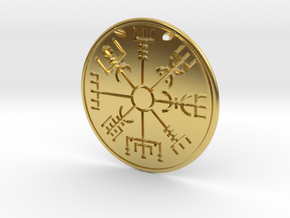 Pendant Runic compass D40mm in Polished Brass
