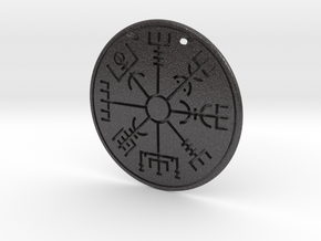 Pendant Runic compass D40mm in Dark Gray PA12 Glass Beads