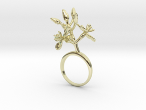 Ring with two small flowers of the Radish L in 14k Gold Plated Brass: 7.25 / 54.625
