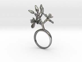 Ring with two small flowers of the Radish L in Polished Silver: 7.25 / 54.625