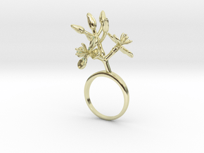 Ring with two small flowers of the Radish L in 14k Gold Plated Brass: 7.75 / 55.875