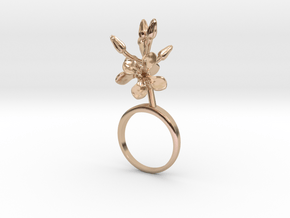 Ring with two small flowers of the Radish R in 14k Rose Gold Plated Brass: 7.25 / 54.625