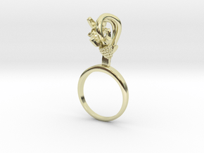 Ring with two small Raspberries R in 14k Gold Plated Brass: 7.75 / 55.875