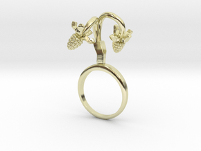 Ring with two small Raspberries L in 14k Gold Plated Brass: 7.25 / 54.625