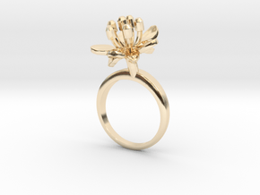Ring with one small flower of the Raspberry in 14k Gold Plated Brass: 5.75 / 50.875