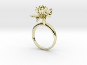 Ring with one small flower of the Raspberry in 14k Gold Plated Brass: 7.25 / 54.625