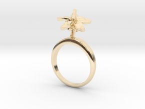 Ring with one small flower of the Tomato in 14k Gold Plated Brass: 5.75 / 50.875