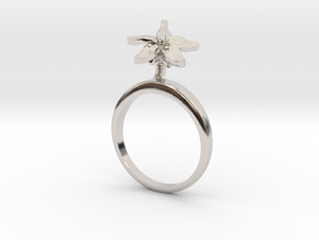 Ring with one small flower of the Tomato in Rhodium Plated Brass: 7.75 / 55.875