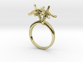 Ring with two small flowers of the Tomato R in 18k Gold Plated Brass: 7.25 / 54.625