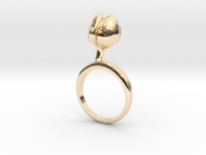 Ring with one small closed flower of the Tulip in 14k Gold Plated Brass: 5.75 / 50.875