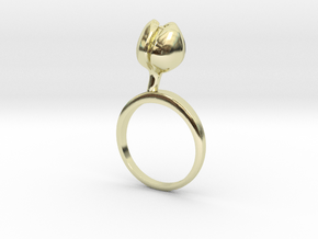 Ring with one small closed flower of the Tulip in 14k Gold Plated Brass: 7.75 / 55.875
