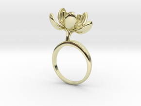 Ring with one small open flower of the Tulip in 14k Gold Plated Brass: 7.25 / 54.625