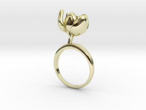 Ring with one small halfopen flower of the Tulip in 14k Gold Plated Brass: 7.75 / 55.875