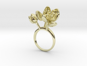 Ring with three small flowers of the Tulip R in 14k Gold Plated Brass: 7.25 / 54.625