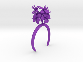 Bracelet with six large flowers of the Amaryllis in Purple Processed Versatile Plastic: Medium