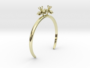 Bracelet with two small flowers of the Anemone in 14k Gold Plated Brass: Large