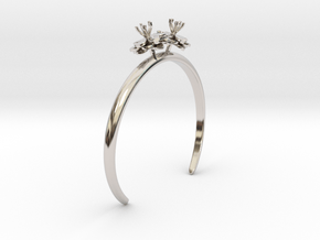 Bracelet with two small flowers of the Anemone in Rhodium Plated Brass: Large