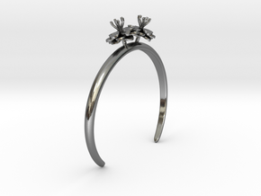 Bracelet with two small flowers of the Anemone in Polished Silver: Large
