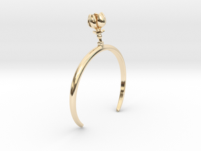 Bracelet with one small closed flower of the Apple in 14k Gold Plated Brass: Extra Small