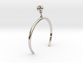 Bracelet with one small closed flower of the Apple in Rhodium Plated Brass: Medium