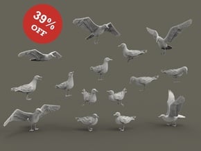 Herring Gull set 1:32 Fifteen different pieces in Tan Fine Detail Plastic