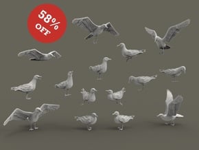 Herring Gull set 1:48 Fifteen different pieces in Tan Fine Detail Plastic