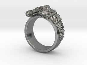 Crocodile Ring in Fine Detail Polished Silver